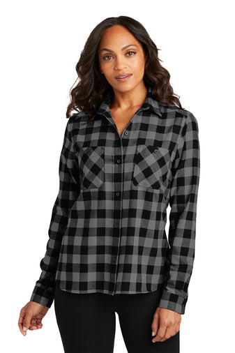 Ladies Plaid Flannel Shirt- LW669