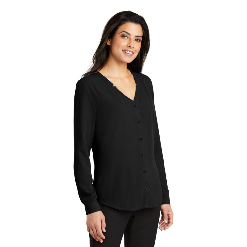 LADIES LONG SLEEVE BUTTON-FRONT BLOUSE: LW700