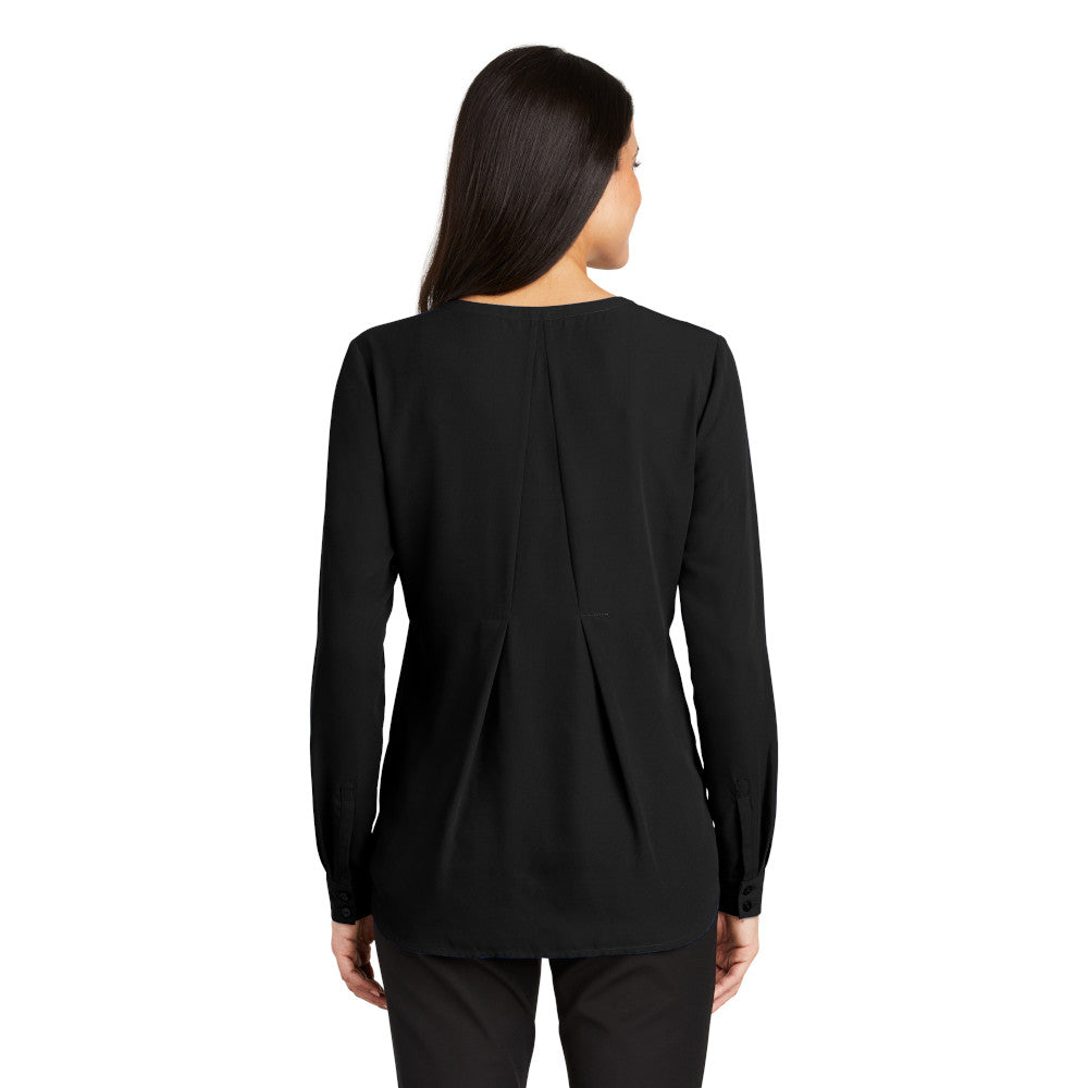 LADIES LONG SLEEVE BUTTON-FRONT BLOUSE: LW700