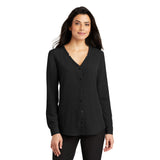 LADIES LONG SLEEVE BUTTON-FRONT BLOUSE: LW700