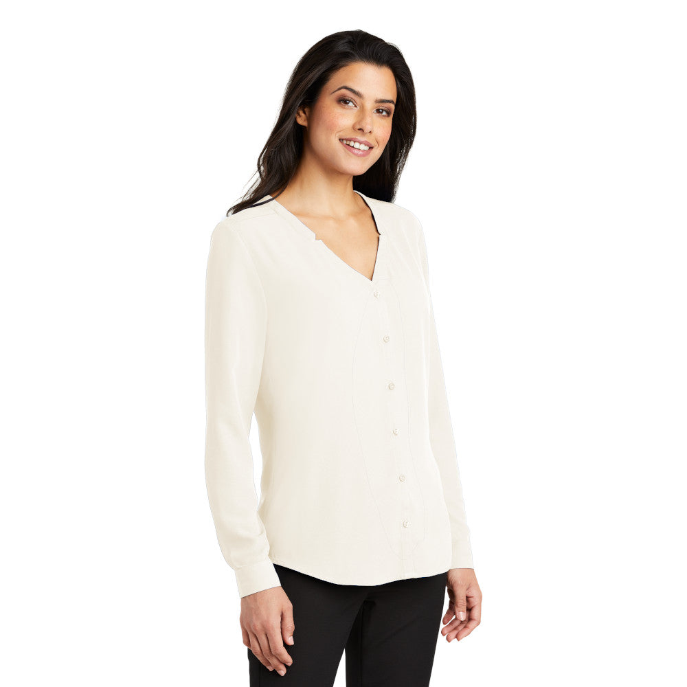 LADIES LONG SLEEVE BUTTON-FRONT BLOUSE: LW700