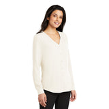 LADIES LONG SLEEVE BUTTON-FRONT BLOUSE: LW700