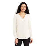LADIES LONG SLEEVE BUTTON-FRONT BLOUSE: LW700