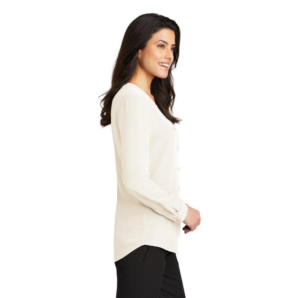 LADIES LONG SLEEVE BUTTON-FRONT BLOUSE: LW700