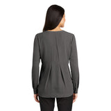 LADIES LONG SLEEVE BUTTON-FRONT BLOUSE: LW700