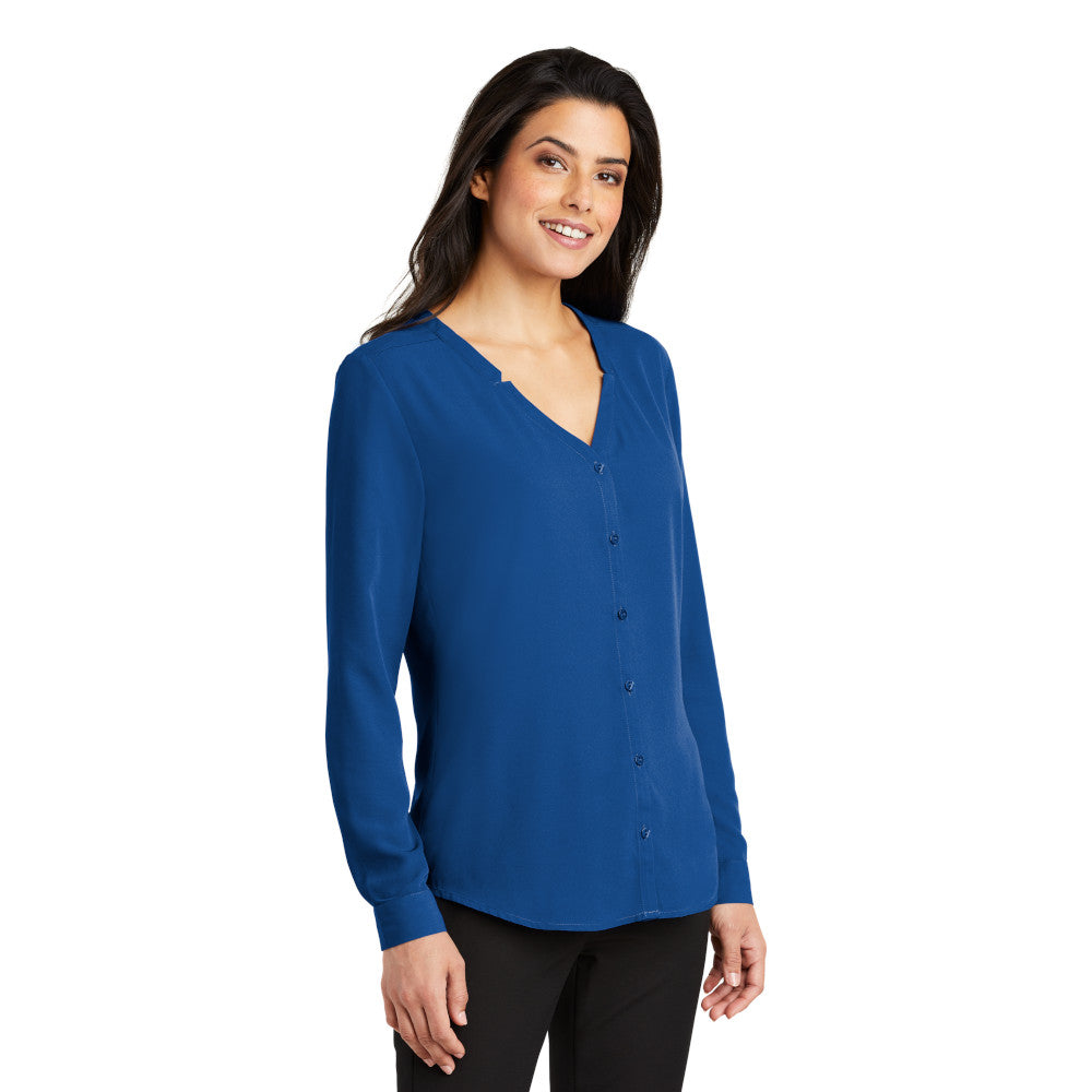 LADIES LONG SLEEVE BUTTON-FRONT BLOUSE: LW700
