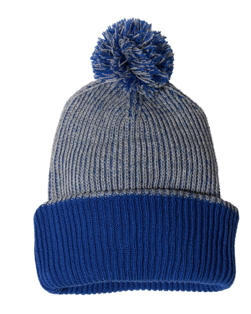 KNIT SPECKLED POM-POM BEANIE: SP70